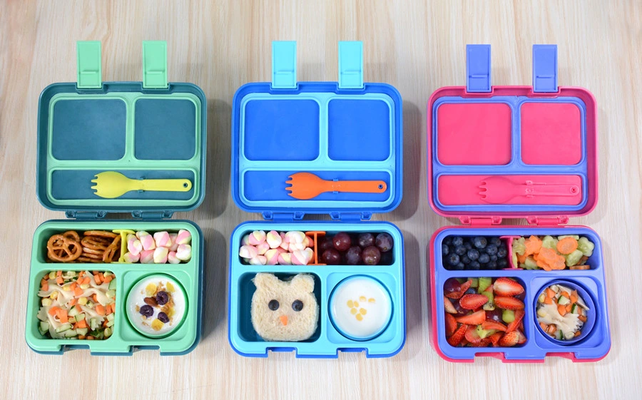 New Design 1.2L 4 Compartments Plastic Portable Food Storage Container Lunch Box