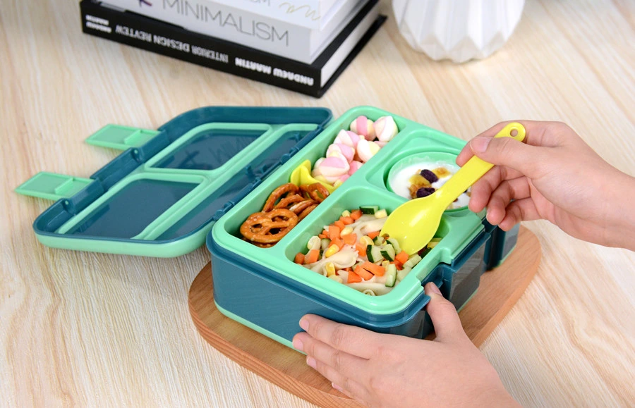 New Design 1.2L 4 Compartments Plastic Portable Food Storage Container Lunch Box